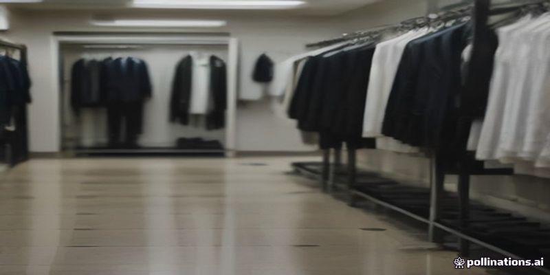 깔끔한 남녀 정장이 색상별로 정리된 전문 렌탈샵 내부 풍경