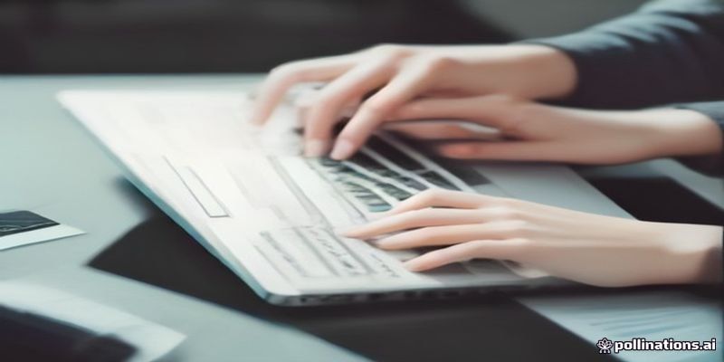 person hands typing on computer keyboard with documents nearby
