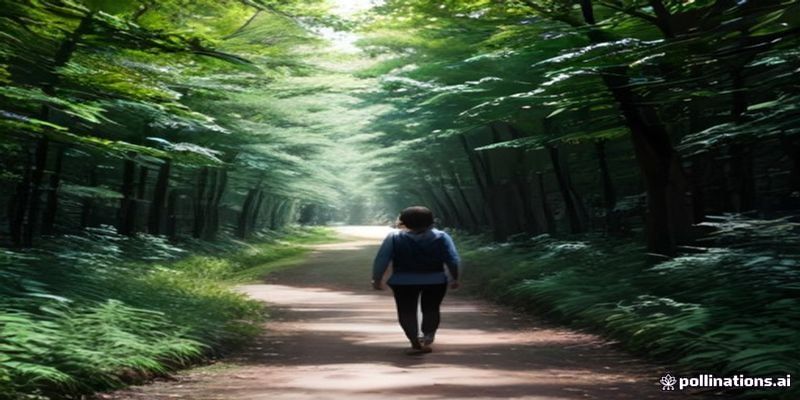 공원 산책로를 천천히 걷는 사람의 뒷모습