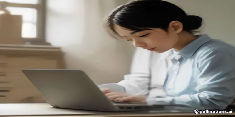 사무실에서 컴퓨터를 보며 점검하는 모습